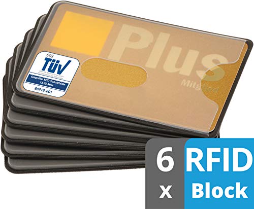 valonic RFID Blocking Credit Card Sleeves, 6-Pack, Frosty Transparent Plastic, Protector Sleeve, Blocker