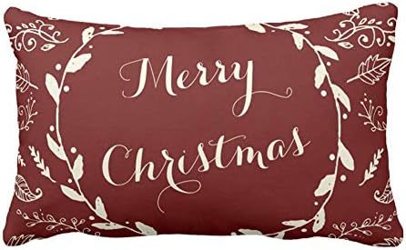 Asamour Vintage Xmas Quotes with Snowflake Cotton Linen Throw Pillow Case Home Decorative Cushion Cover for Sofa Couch Bedding 12x20 Inches (Merry Christmas B)