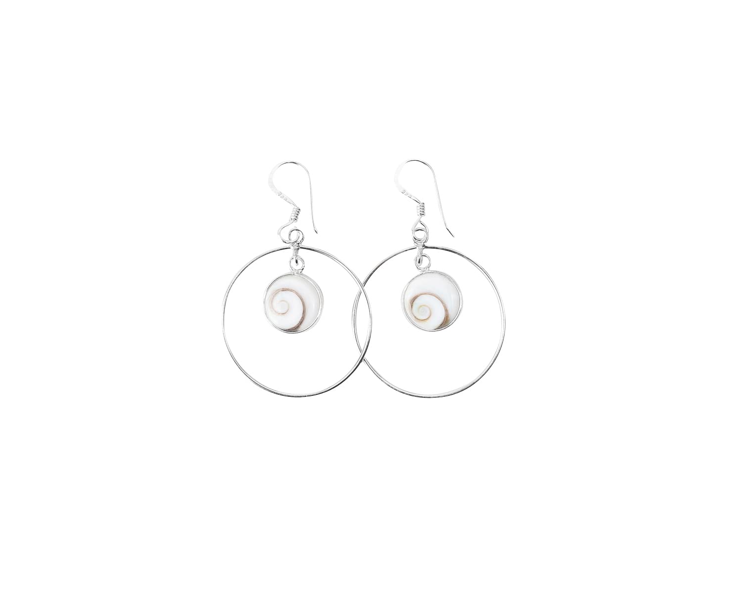 Sterling Silver Shiva Eye Earrings - Holy Lucia Stone Earrings for Women Handmade - Modern Jewellery Sea Shell