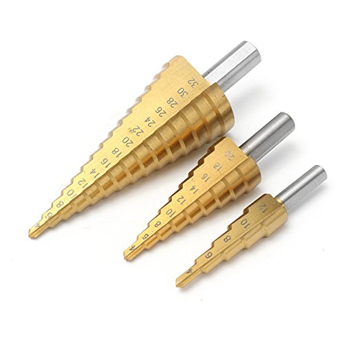 CEFEPH 3-Piece HSS Drill Bit Set Conical Drill Bit for Stainless Steel Metal Wood Plastic 4-12/4-20/4-32 mm