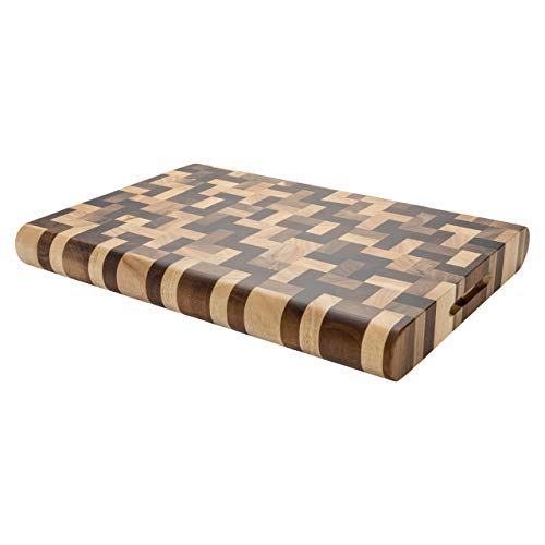 Rockingham Forge Extra Thick Multi Wood Chopping Board 35x25x3.8cm – End Grain Cutting Board for Kitchen, Cooking & Serving Cheese, Bread & Charcuterie – Durable Acacia & Rubberwood Chopping Block
