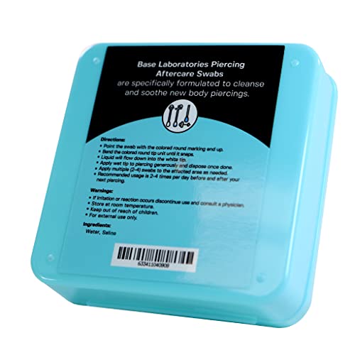 Base Labs Piercing Aftercare Cleaner Kit 100 Medicated Swabs + 70 Ear