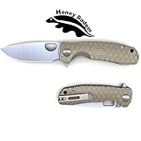 Honey Badger Pocket Knife EDC Flipper Liner Lock Folding Tactical Hunting Fishing Knife 8cr13MOV Steel Deep Pocket Carry Gift Box with Torx Wrench (Tan, Medium 2.96oz - 4.1" Closed - 3.2" Blade)