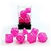 Bescon Intensive Glitter Dice 7pcs Set PINK PRINCESS, Novelty RPG Dice Set d4 d6 d8 d10 d12 d20 d%, Brick Box Packaging