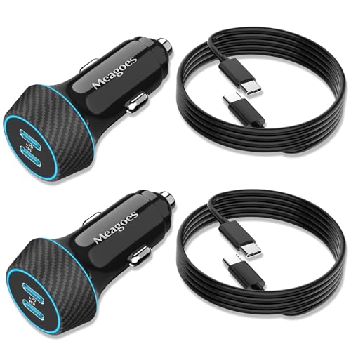 Meagoes 2 Stück 40 W USB C Autoladegerät Schnellladung für iPhone 15 Pro Max/Plus, Samsung Galaxy S24 Ultra/S23 fe/A55/A54, Goolge Pixel, Dual 20 W PD