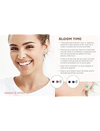 Pendientes de tuerca redondos de auténtica rubí, zafiro y esmeralda en plata de ley (0.197 in), plata de ley, MCE5335W-RUBY