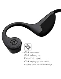 Auriculares Bluetooth con Conducción Ósea   HUASIRU Sweatproof HD Memoria Estéreo Auriculares Inalámbricos de Metal para Deportes, Conducción, Espalda Abierta Cancelación de Ruido Auriculares Bluetooth Seguros Gris