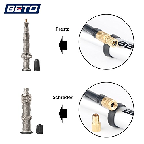 beto 2 in 1 Shock Tire 2-Stage Mini Pump, High Pressure 300 Psi / 21 Bar for Presta, Schrader Mountain Bike Road Bicycle- Mounting Bracket Included (White)