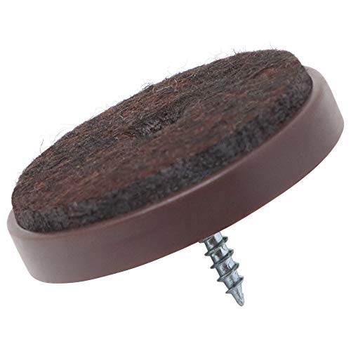 Adsamm® / 32 x Felt-pads with screws | Ø 1,57 (Ø 40 mm) | brown | round | Premium quality furniture sliders with screw by Adsamm®