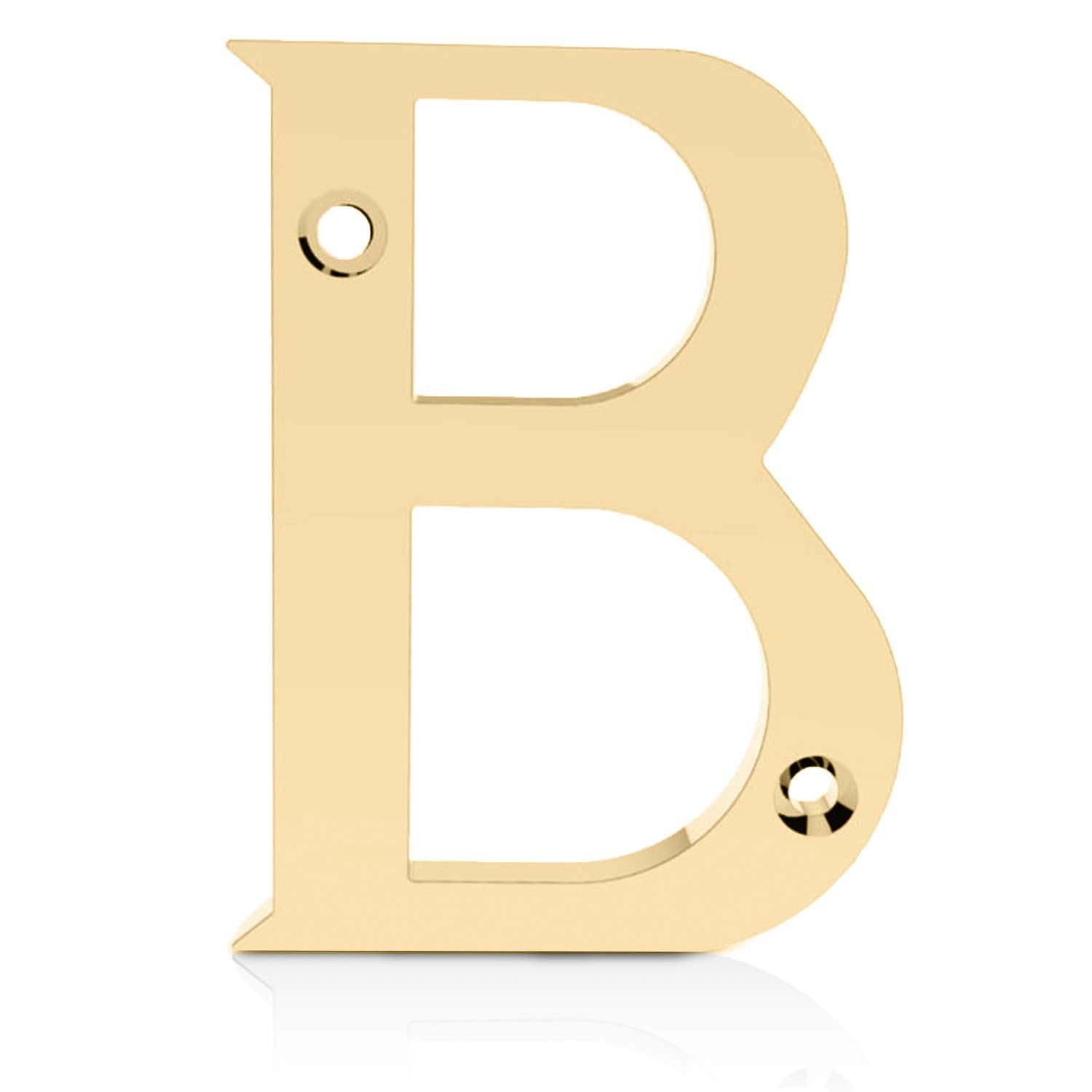 XFORT Polished Brass Front Door Letter B, House Number Suitable for All Door Types including Wooden, uPVC, and Composite.