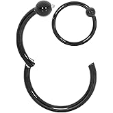 365 Sleepers Titanium Implant Grade 20G 18G 16G 14G 6mm-12mm BCR Ball Closure Septum Hinged Segment Nose Lip Ring Tragus Hoop Earring Body Piercing Jewelry