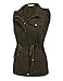 Qearal Womens Lightweight Sleeveless Military Anorak Drawstring Jacket Vest (S, Army Green)
