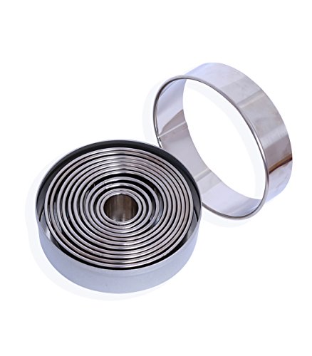 ProTocol Stainless Metal Round Cookie Biscuit Cutter Mousse Dessert Cake Rings Circle DIY Mold for Kitchen Baking Halloween Easter & Christmas (12 pcs)