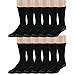 Zeke Men's Crew Work Socks - 12 Pack - Cushioned Sole - Mesh Ventilation - Arch Support - Soft and Comfortable (Black)