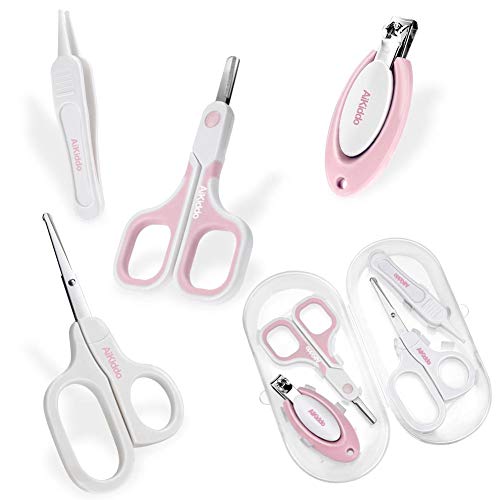 Baby Grooming Kit Baby Nail Clipper Set Baby Healthcare Set Includes Nail Clippers, Scissors, Nail File, Nasal Clip Baby Care Tools 4-in-1 Set with Box