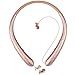 Bluetooth Headset, Wireless Earbuds Retractable Stereo Neckband Headphones with Mic by Mikicat (12 Hours Play Time, Noise Canceling, Rose Gold)