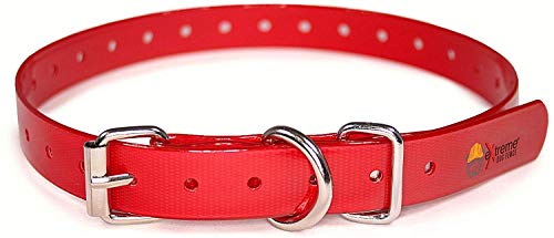 Red Heavy Duty TPU Nylon Replacement Collar Strap for Bark and Electric Dog Fence Receivers- Waterproof and Adjustable – Compatible with Dogtra | Garmin | SportDOG | PetSafe and More
