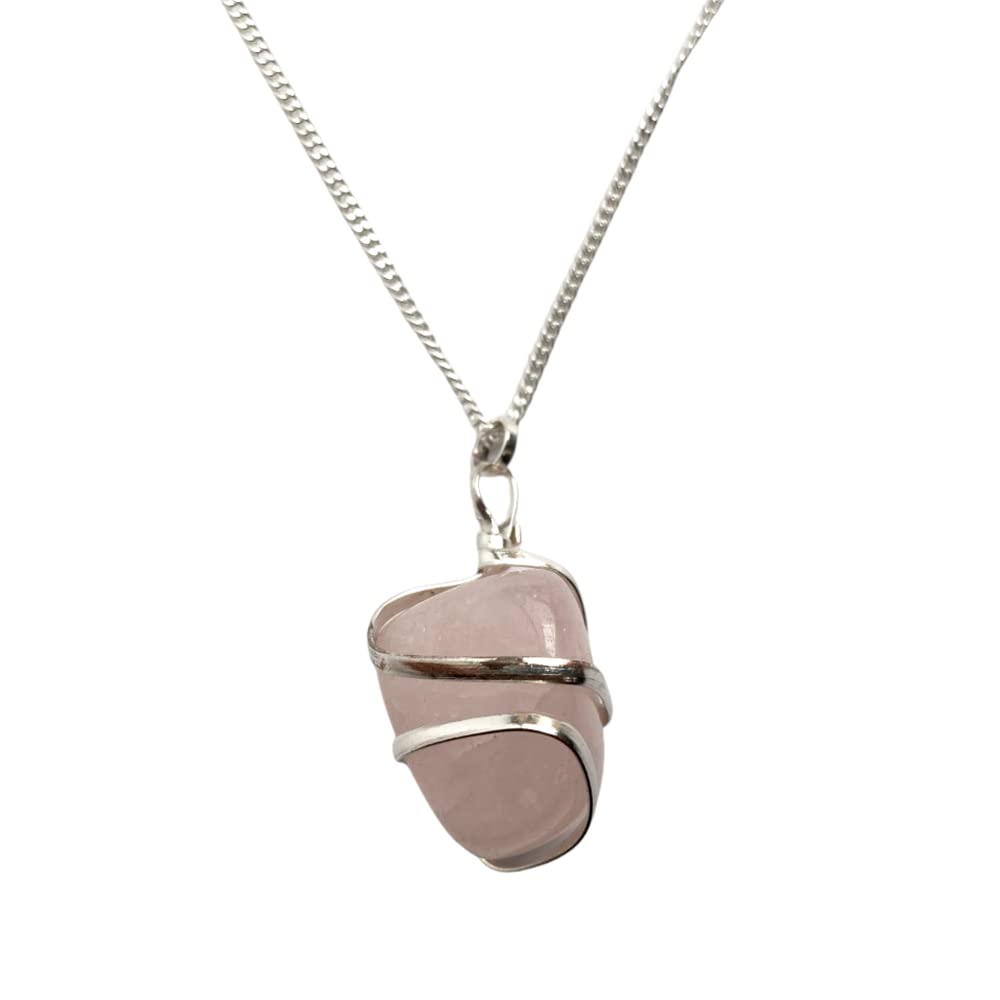VIE Tumbled Stone Wire Wrap Pendant, 2-3cm (Rose Quartz) — image 1