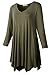 LARACE Womens V-Neck Plain Swing Tunic Top Casual T Shirt(2X, Army Green)