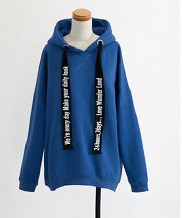 Blue fleece jacket ladies wild autumn long section hedging plus velvet hooded sweater female Korean loose shirt plus fertilizer to increase the money L code