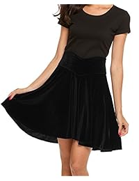 chigant clásico de la dama terciopelo elástico mini skater acampanado falda