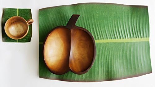 Exotic Elegance Set of 5 Banana Leaf Cut Print Placemat and Free 5 Coaster (One of Tropical Leaf Collection).