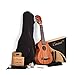 21 inch Solid Mahogany Top and Back - Caramel CS419 Soprano LCD color display Electric Ukulele ukelele Kit Bundle Aquila Strings, Padded Gig Bag, Strap Set