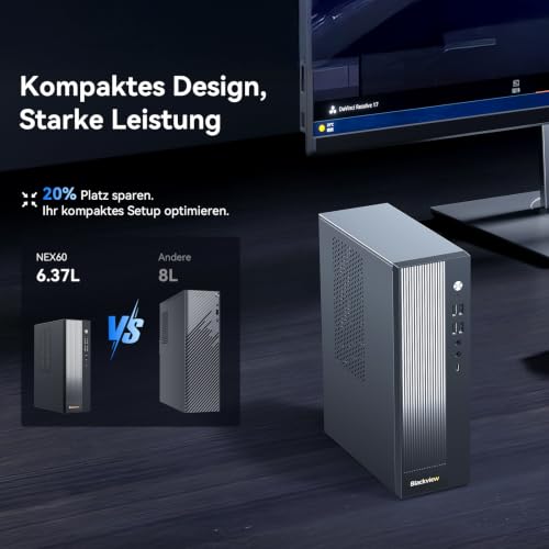 Blackview Silent Business Office Computer NEX60 | 2026 Intel Core 5-210H - 13th Gen| 16GB DDR4 | 512GB SSD | Win 11 Pro Desktop PC | WLAN 6 & Bluetooth 5.2 | USB 3.2 | 3 Year Warranty - Ready to Go