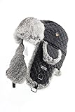 FUR WINTER Rabbit Fur Diamond Quilted Nylon Aviator Outdoor Trapper Pilot Ski Hat