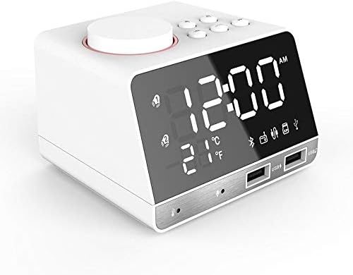 HOT-LED Alarm Clock Wireless Bluetooth Bass Speaker FM Radio Mirror LED Dual Alarm Clock USB Charger Drop Shipping