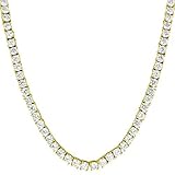 Solitaire Link Necklace 14k Gold Finish Lab Diamonds 22 Inch Iced Out 4mm Chain