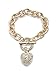 GUESS Women's Bracelet with one center Rhinestone Heart Toggle Gold