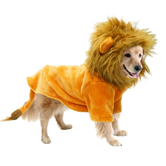 Photo 1 of DELIFUR Dog Halloween Lion Costume - Adorable Pet Dress Up Clothes Animal Warmth Cosplay Holiday Coat for Small Dog Funny Outfit Comfort (Orange Lion, Small)