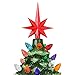 Best Choice Products 9.5in Pre-Lit Hand-Painted Ceramic Tabletop Christmas Tree Holiday Decor w/Multicolored Lights, 3 Star Toppers - Green