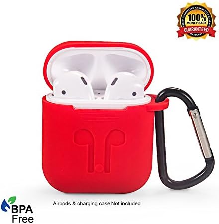 Airpods Case Airpod Accessories Case Airpods Protective Silicone Case for Apple Airpod Charging Case with Anti-lost Strap and Carabiner, Premium Quality Water-proof Shock-proof Case for Apple AirPods