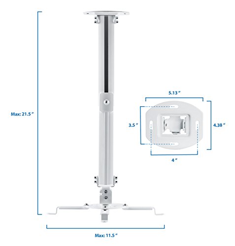 Mount-It! Ceiling Projector Mount Height Adjustable Universal Stand Fits Epson Optoma Benq Viewsonic Projectors, 30 Lbs Capacity (Medium)