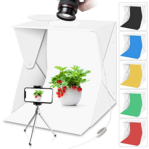 Portable Photo Studio Light Box with Lights for Product Food Photography, Aureday Mini Photo White Box & Flash Lightbox…