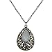 YAZILIND Vintage Bronze Hollow Teardrop White Pendant Chain Long Necklace Women 31