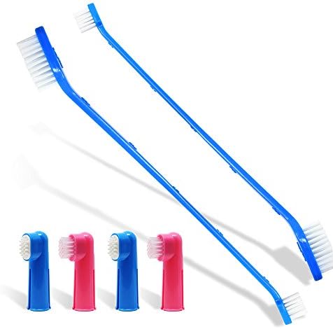 Dog Toothbrush Set 2 Double Ended Brushes For Better Dog Dental Care And Dog Breath Freshener Finger Toothbrush 2 pack