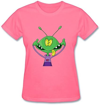 Jocersen Women's Green Cute Alien In Spaceship Fashion Short Sleeve T-Shirt M