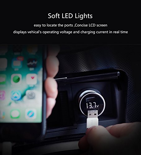 BULL Dual USB Car Charger - Smart, Fast and Safe Charger for iPhone iPad Samsung Android Phones, 2017 iF Design Award Winner, 3.6A/18W,Silver (Digit Silver) - Thumbnail 3