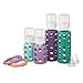 Lifefactory BPA-Free Starter Set with 2 4-Ounce and 2 9-Ounce Glass Baby Bottles with Silicone Sleeves, 2 Silicone Teethers, and 1 Nipple 2-Pack (Stage 3), Mint, Lavender, Kale and Grape