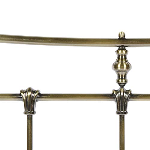 Leggett & Platt Leighton Complete Metal Bed and Steel Support Frame with Straight-Lined Spindles and Scalloped Castings, Glazed Brass Finish, King