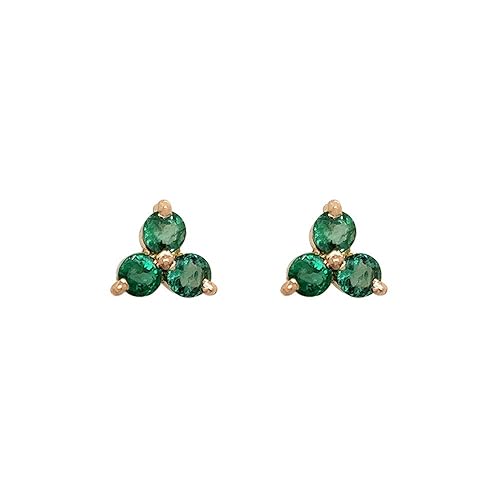 22k (916) Yellow Gold and Emerald Stud Earrings for Women