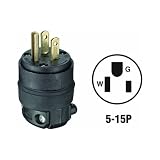 Leviton 515PR 6 Pack Rubber Back 3Wire 2 Pole Straight Blade Ground Plug