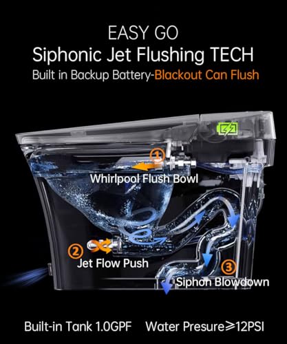 EPLO iX7-PRO Smart Bidet Toilet Built in Tank Auto Open Foam Shield Dryer | Automatic Flush,Elongated Heated Seat,Booster Pump-Assisted Powerful flush,Instant Warm Water, LED Temp Display,Night Light