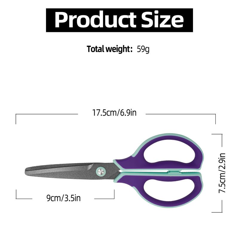 CCR Schere,Scheren Set Mit Antihaftbeschichtung ,Komfortabler Griff 17.5cm Scharfe Edelstahl Bastelschere,Ideal Für Zuhause & Büro 4