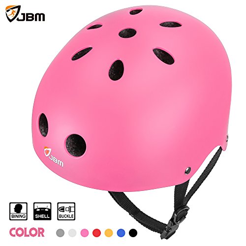 JBM international EPS foam Impact resistance & Ventilation Skateboard Helmet for Multi-sports, Large - Pink