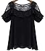 QZUnique Women's Plus Size Sexy Blouse Short Sleeve Fashion Lace Shirt Top