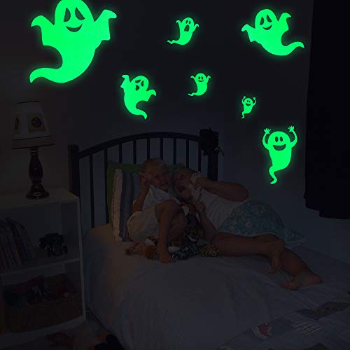 OCATO 35Pcs Halloween Decorations Halloween Window Cling Decals Halloween Wall Decals Stickers Glow in The Dark Luminous Bats Ghost Peeping Eyes Decals Wall Décor for Halloween Party Decorations - Thumbnail 2